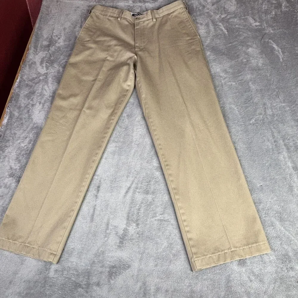 Lands' End Pants Mens 33x30 Beige Khakis Classic Fit Flat Front Cotton lot of 2 - Picture 8 of 11